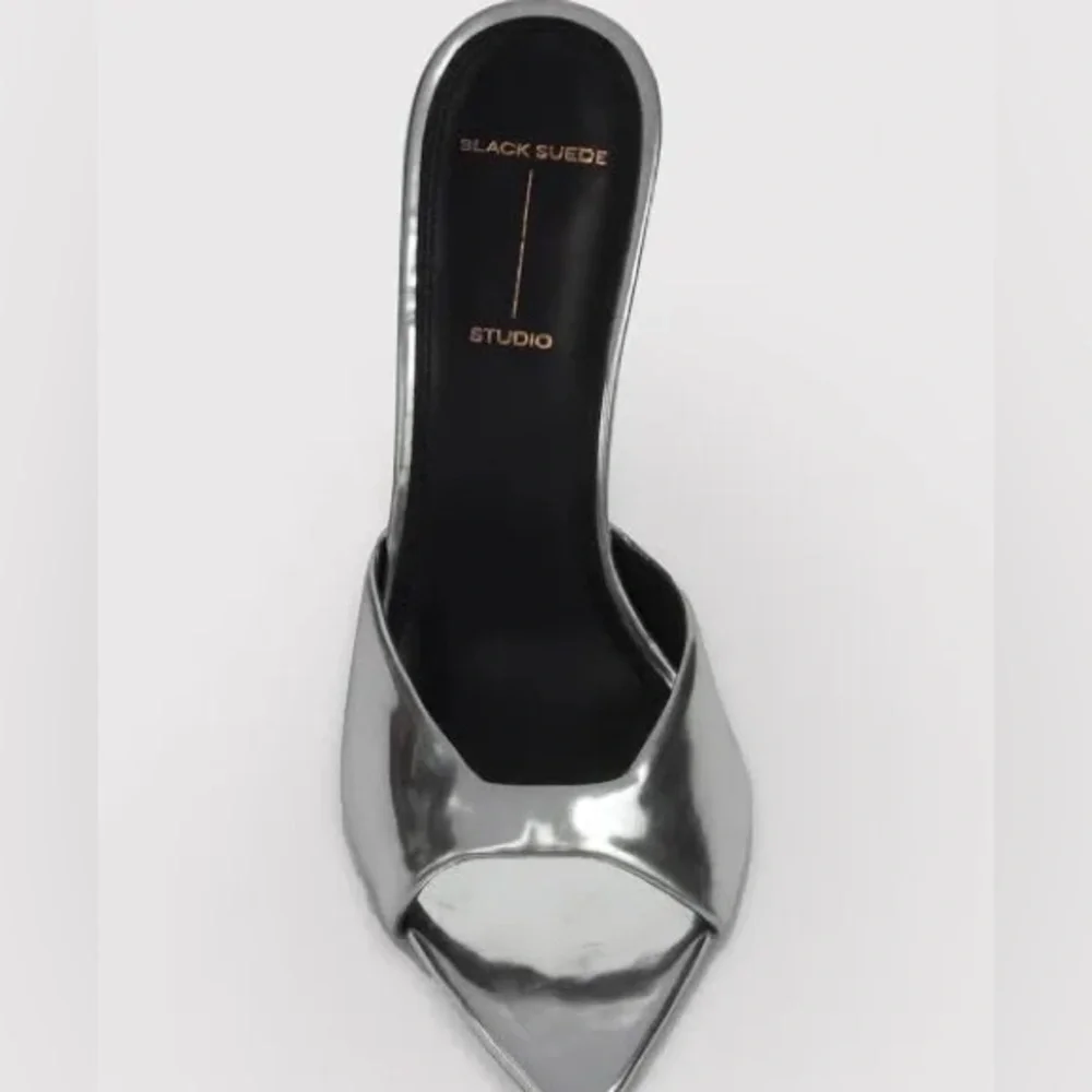 😎 Black Suede Studio Brea 100 heels mirrored silver - Picture 3 of 13